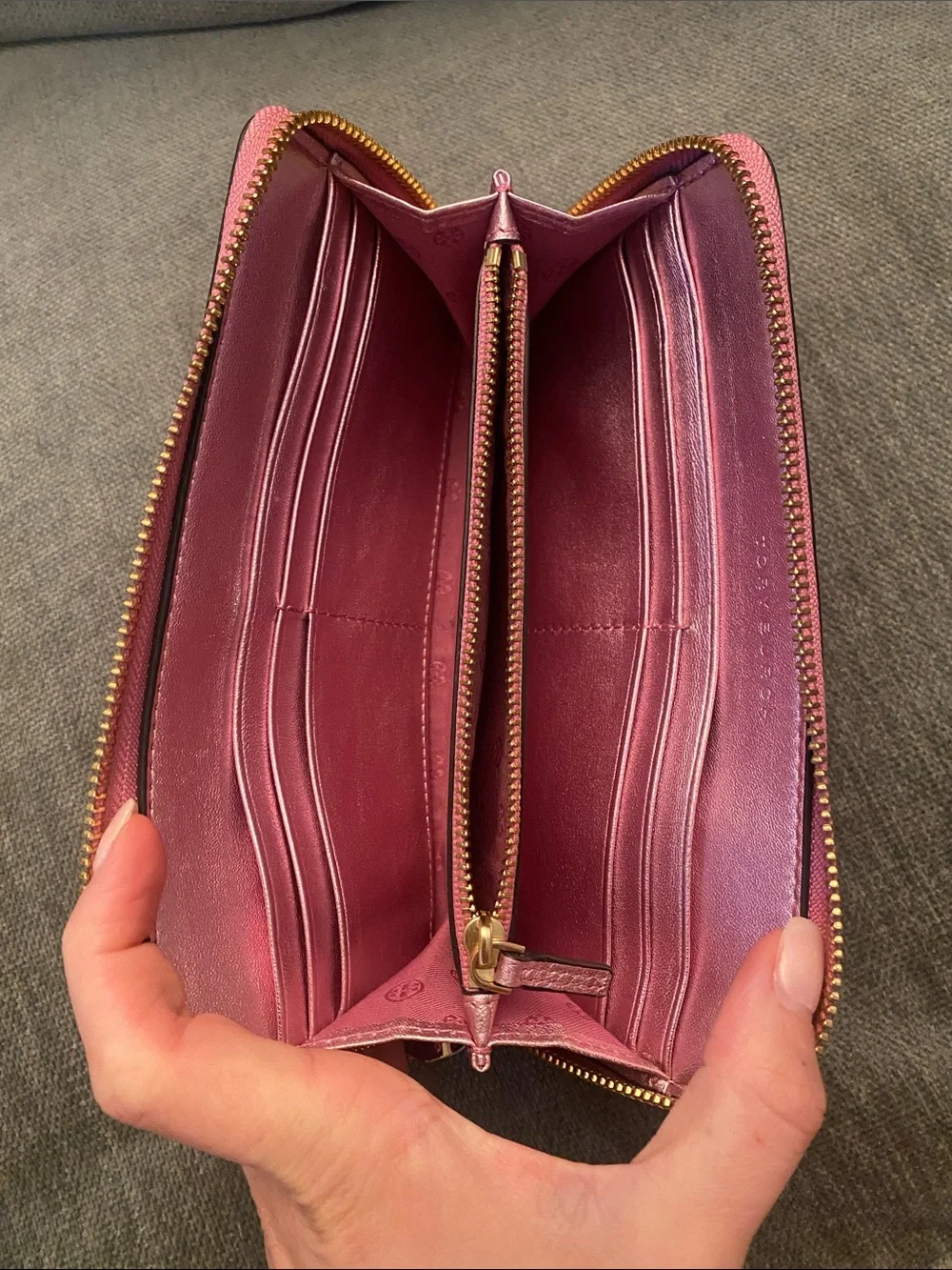 Tory Burch Metallic Rose Wallet